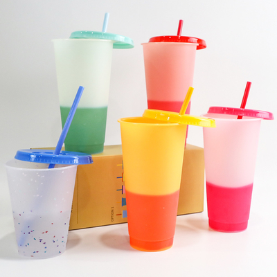 чашка 10*6*19cm цвета выпивая стекел 16oz 24oz пластиковая многоразовая изменяя