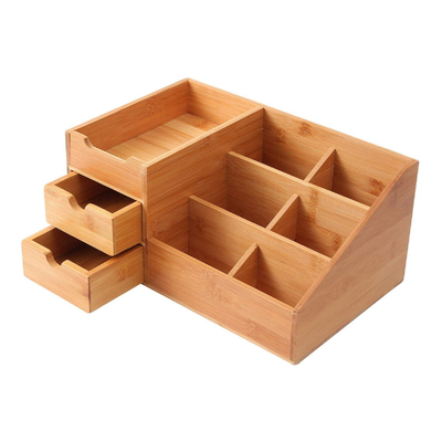 Бамбуковые 2 ящика составляют цвет хранения организатора естественный