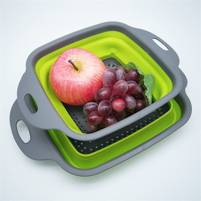 Инструменты кухни корзин хранения силикона дуршлага 24.5x18.5cm качества еды складные