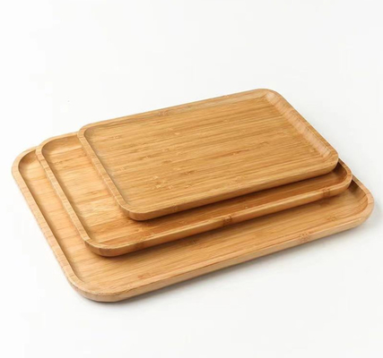 Бамбуковый прямоугольный поднос способный к возрождению, естественная деревянная плита еды поднял дизайн края