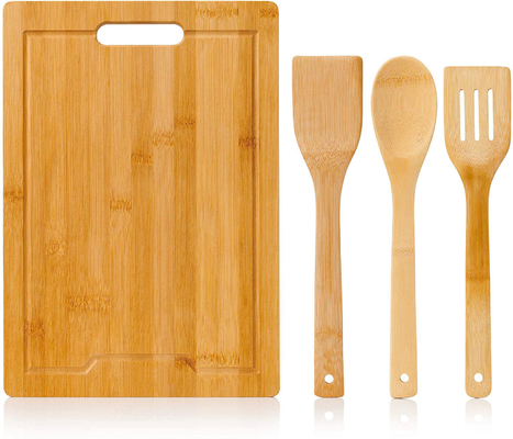 Дополнительная большая разделочная доска кухни бамбуковая деревянная с набором 3 утварей ПК