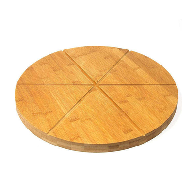 Вокруг подноса пиццы границы разделочной доски блока мясника 25cm бамбукового с колесом резца