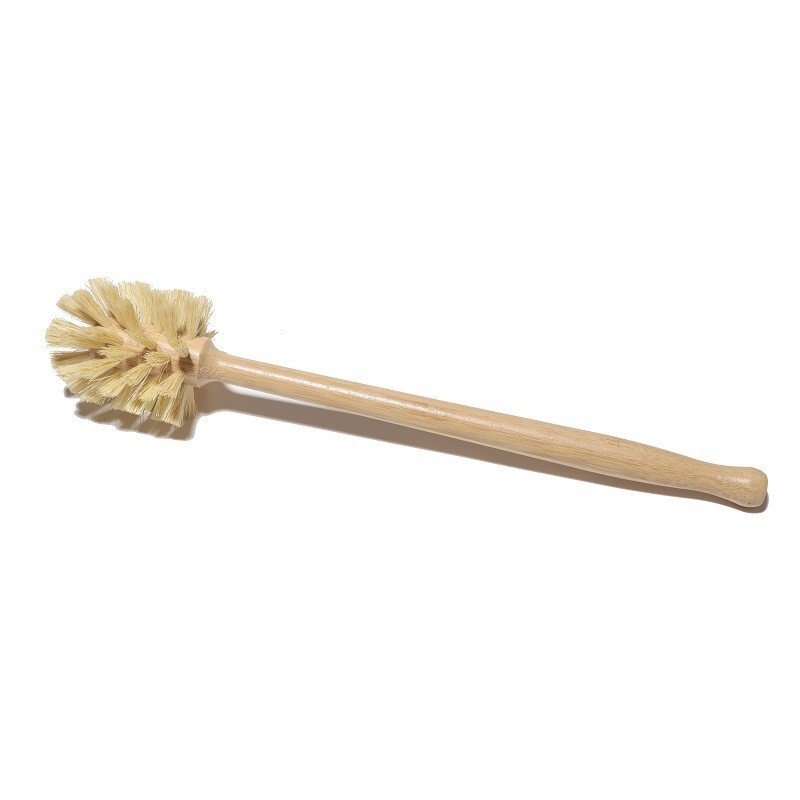 Natural Sisal Bristles Wood Bathroom Scrub Brush Bamboo Toilet Cleaning Brush