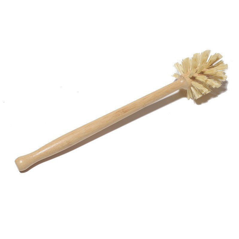 Natural Sisal Bristles Wood Bathroom Scrub Brush Bamboo Toilet Cleaning Brush