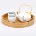3pcs Set Round Bamboo Food Serving Tray with Handle for Home Living Room Kitchen